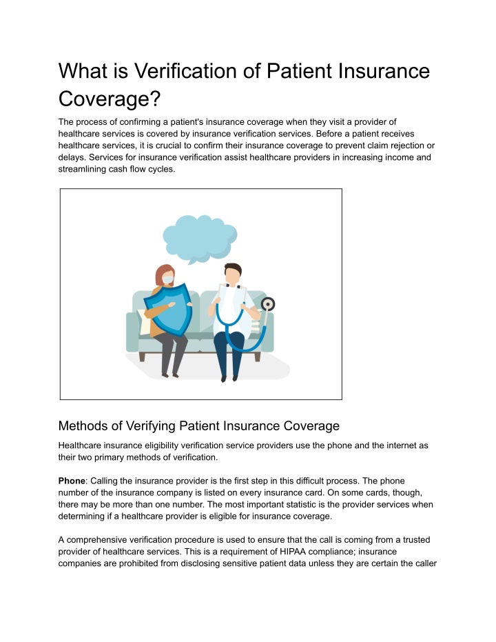 what is verification of patient insurance coverage