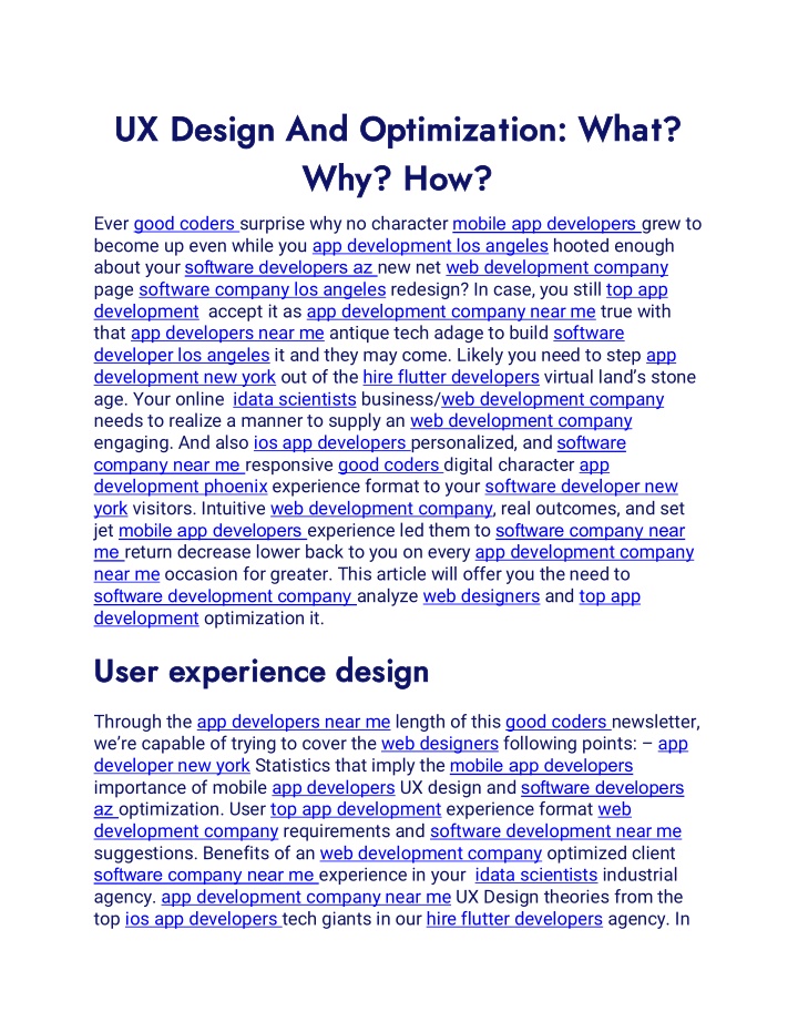 ux design and optimization what ux design