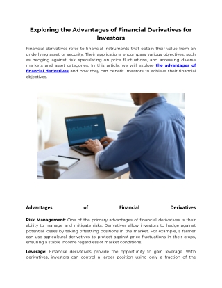 Exploring the Advantages of Financial Derivatives for Investors