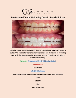 Professional Teeth Whitening Dubai | Lavishclinic.ae