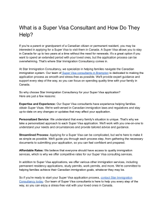 What is a Super Visa Consultant and How Do They Help