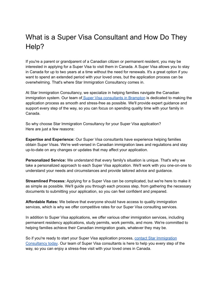 what is a super visa consultant and how do they