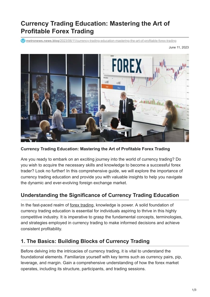currency trading education mastering