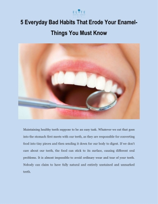 5 Everyday Bad Habits That Erode Your Enamel- Things You Must Know
