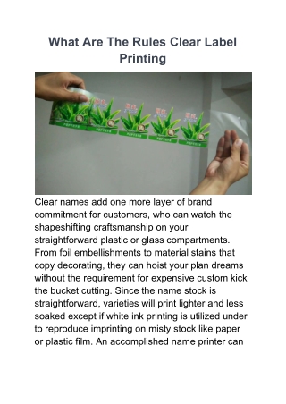 What Are The Rules Clear Label Printing