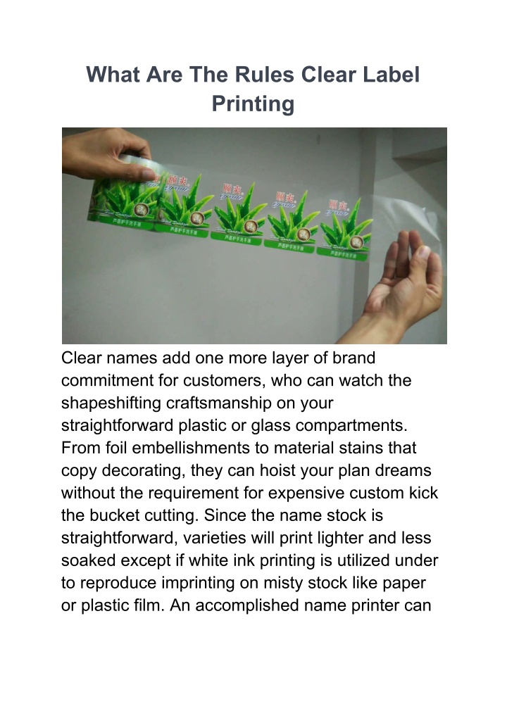 what are the rules clear label printing