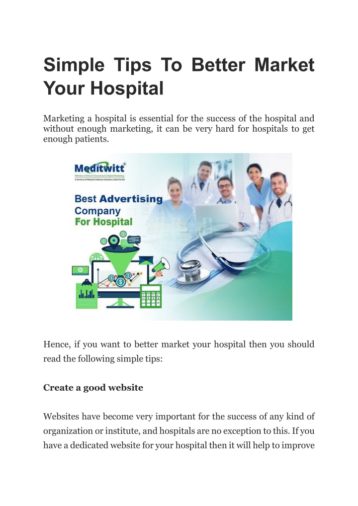 simple tips to better market your hospital