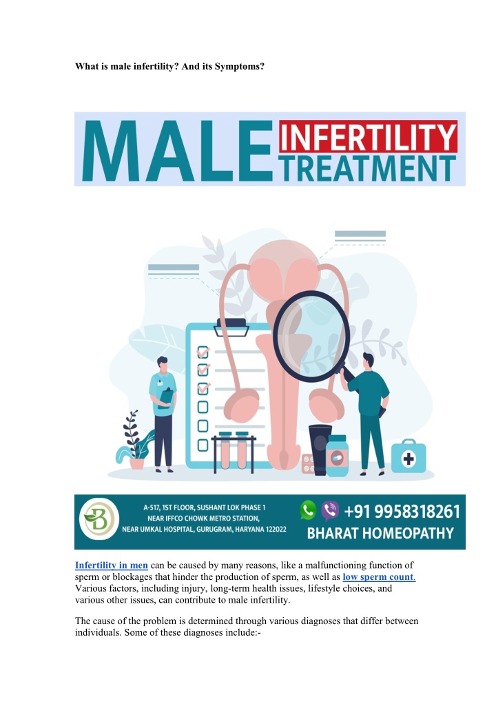 what is male infertility and its symptoms
