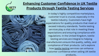 Enhancing Customer Confidence in UK Textile Products through Textile Testing Services