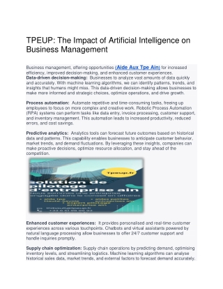TPEUP The Impact of Artificial Intelligence on Business Management
