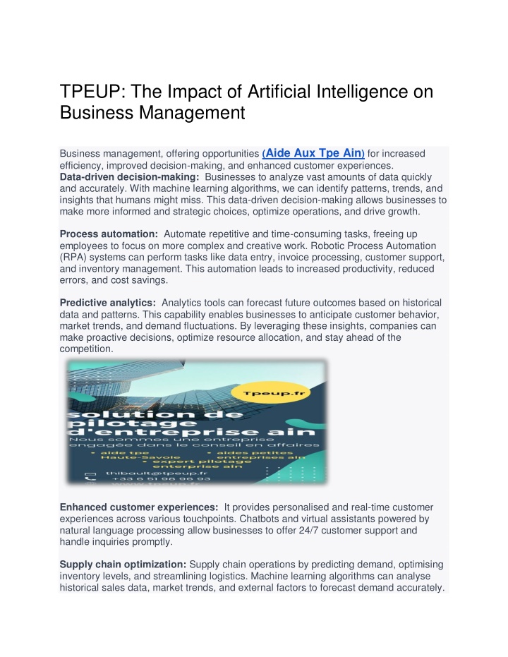 tpeup the impact of artificial intelligence
