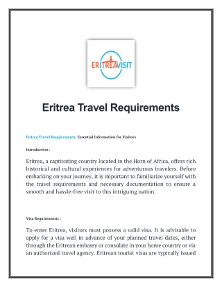 Visit Eritrea: Tour and Travel | Booking Agency - EritreaVisit