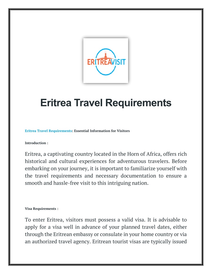 eritrea travel requirements