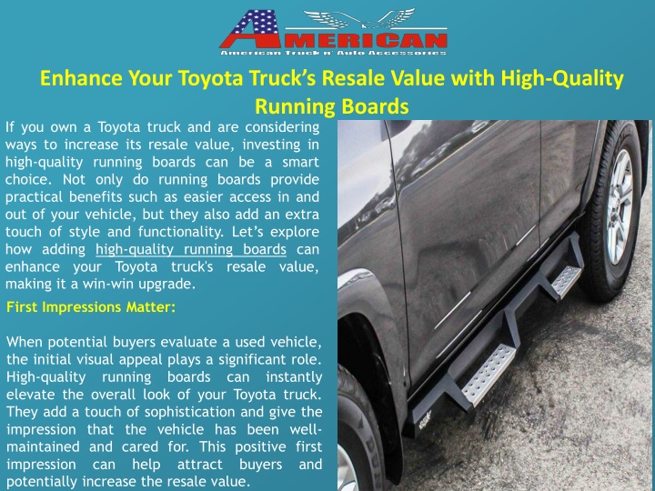 enhance your toyota truck s resale value with