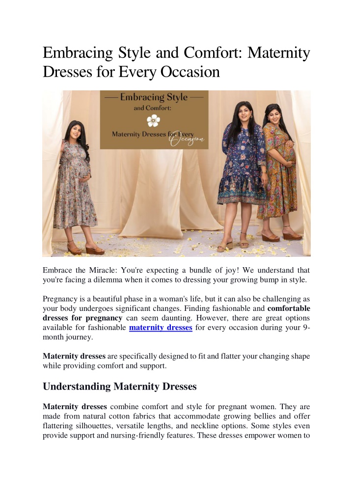 embracing style and comfort maternity dresses