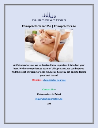 Chiropractor Near Me | Chiropractors.ae
