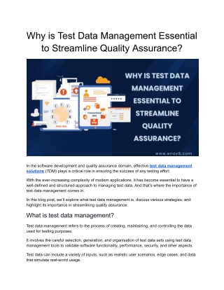 why is test data management essential