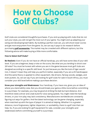 How to ChooseGolf Clubs?