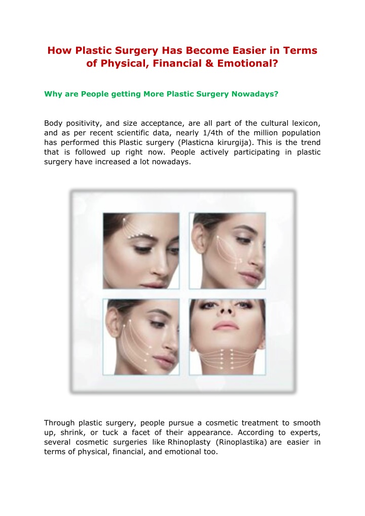 how plastic surgery has become easier in terms