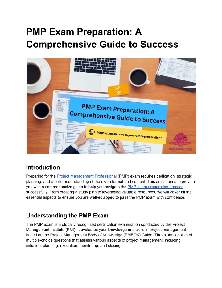 pmp exam preparation a comprehensive guide