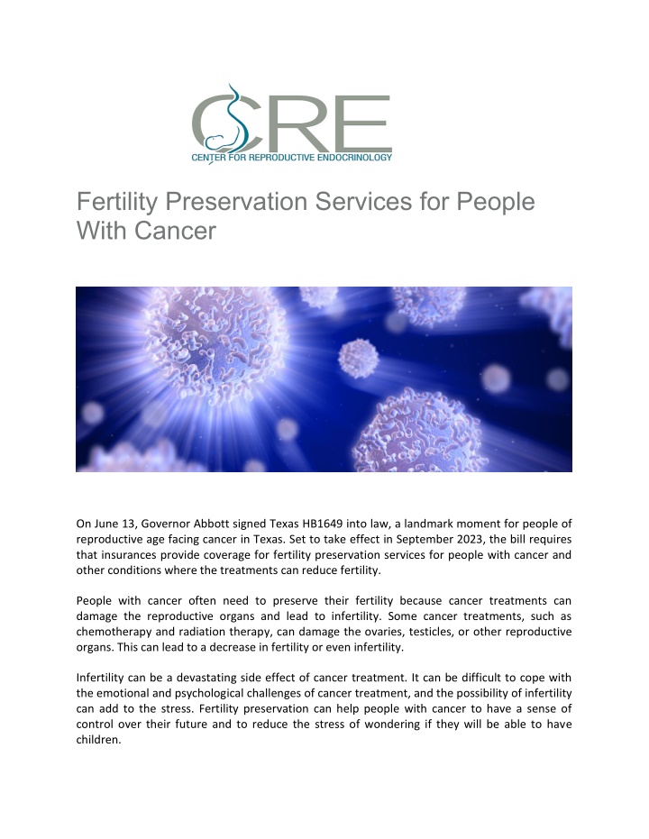 fertility preservation services for people with