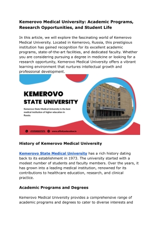 Kemerovo Medical University_ Academic Programs, Research Opportunities, and Student Life