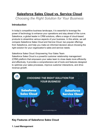 Salesforce Sales Cloud vs. Service Cloud