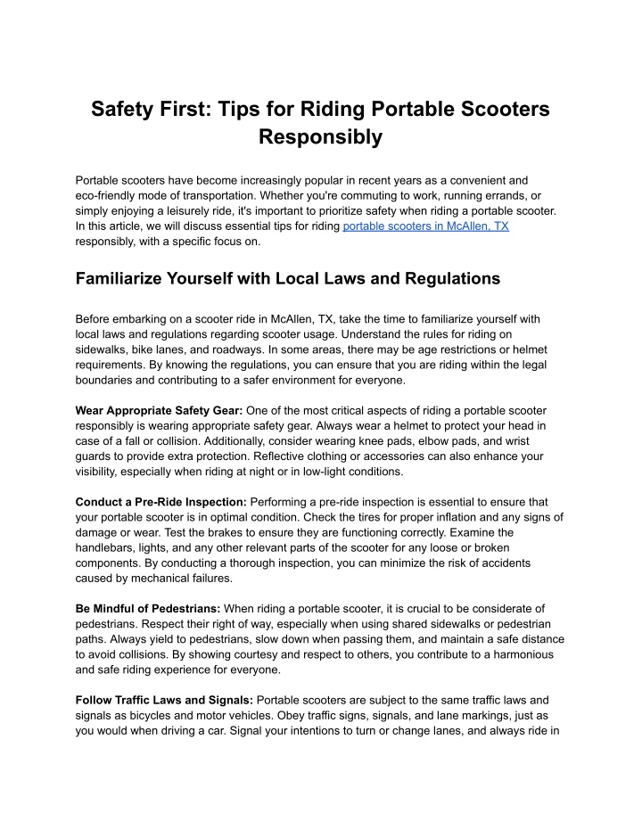 safety first tips for riding portable scooters