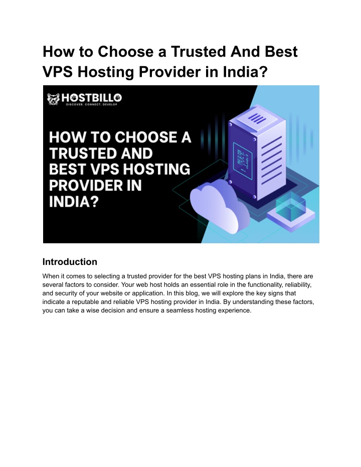 how to choose a trusted and best vps hosting