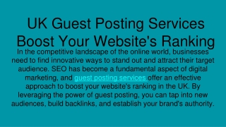UK Guest Posting Services Boost Your Website's Ranking