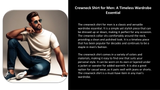 Crewneck Shirt for Men | Mens Crew Neck Shirts | Crewneck T Shirt