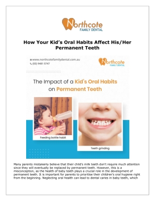 How Your Kid’s Oral Habits Affect His Her Permanent Teeth