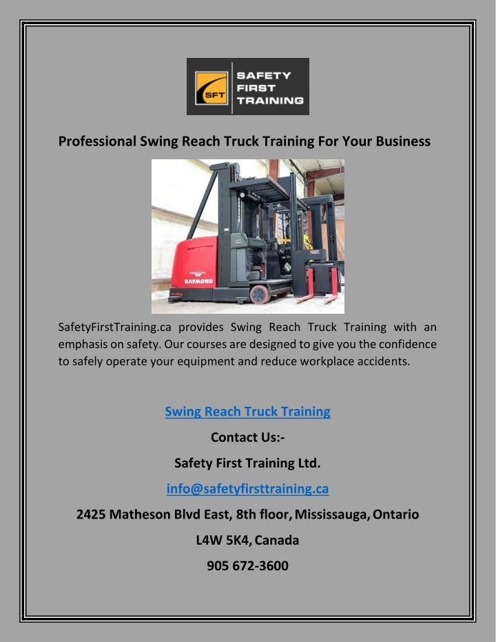 professional swing reach truck training for your