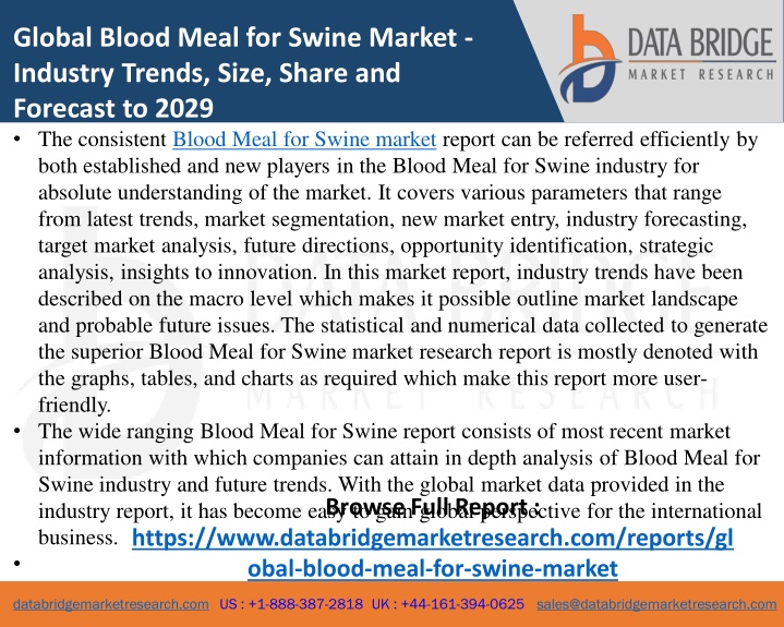 global blood meal for swine market industry