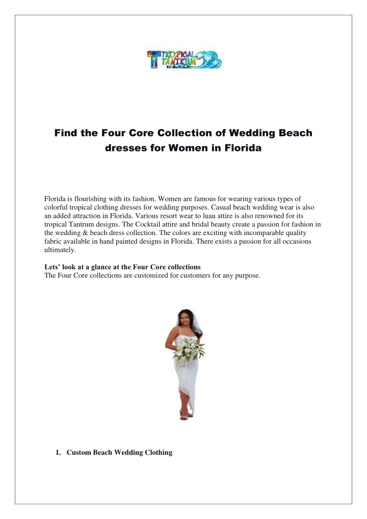 find the four core collection of wedding beach