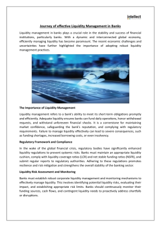 journey of effective liquidity management in banks