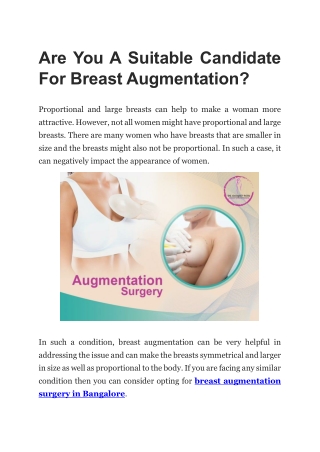 Are You A Suitable Candidate For Breast Augmentation?