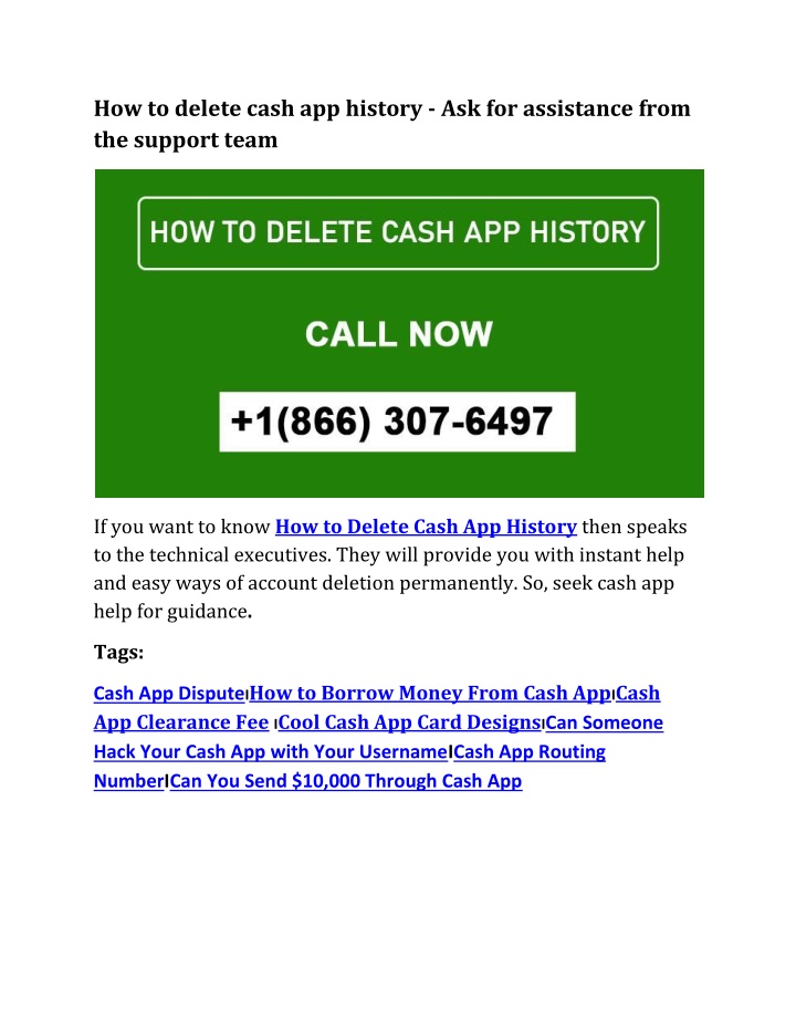 how to delete cash app history ask for assistance