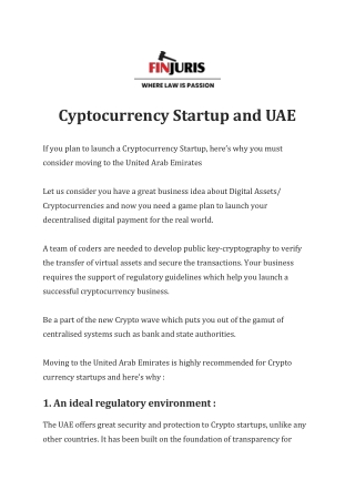 Cyptocurrency Startup and UAE