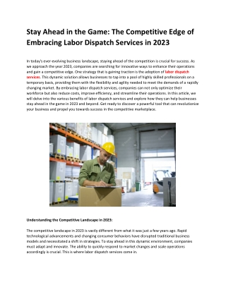 labor dispatch services | labor dispatch service in Vietnam