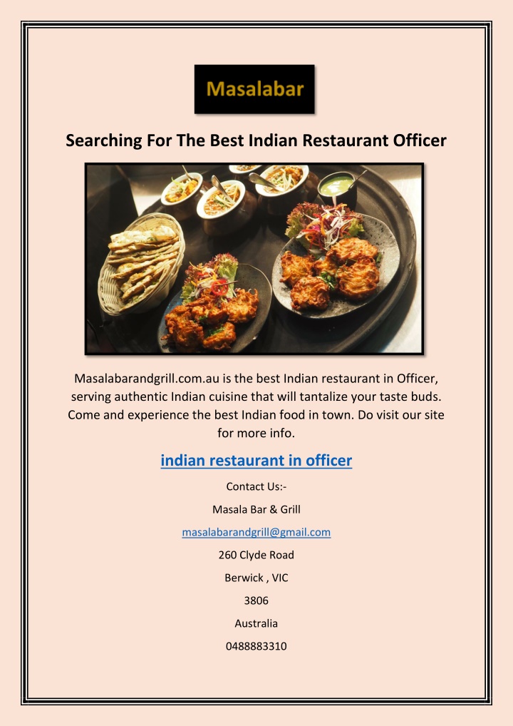 searching for the best indian restaurant officer