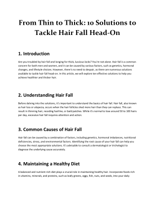 From Thin to Thick: 10 Solutions to Tackle Hair Fall Head-On