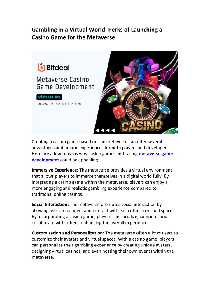 gambling in a virtual world perks of launching