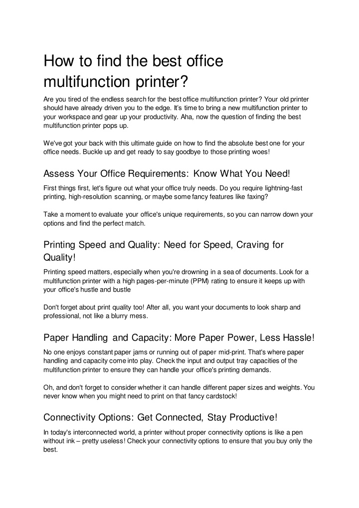 how to find the best office multifunction printer