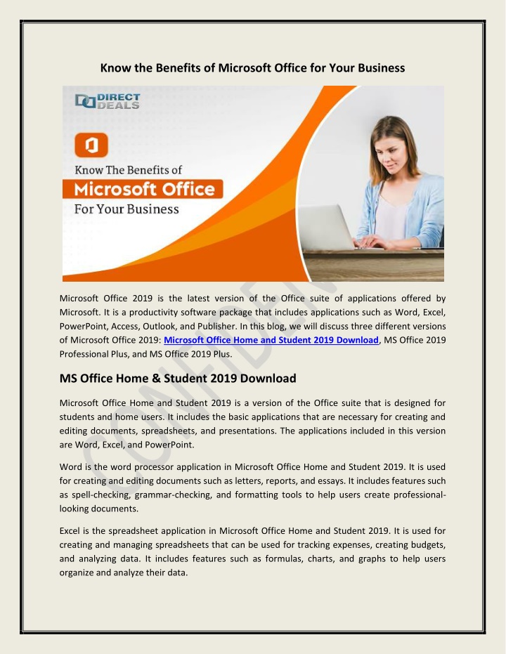 know the benefits of microsoft office for your