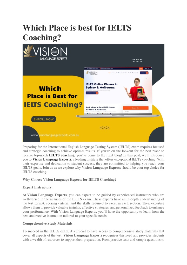 which place is best for ielts coaching