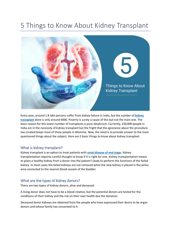 5 things to know about kidney transplant