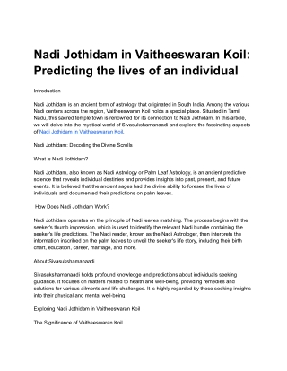 Nadi Jothidam in Vaitheeswaran Koil_ Predicting the lives of an individual