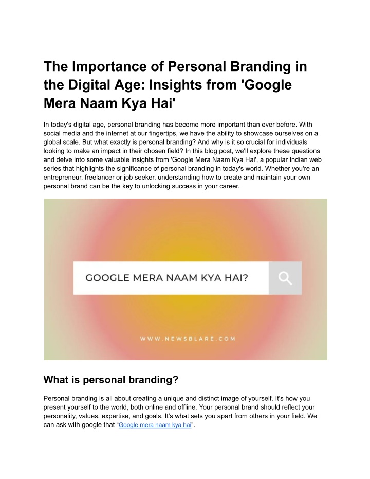 the importance of personal branding