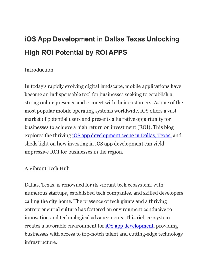 ios app development in dallas texas unlocking